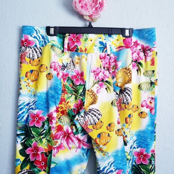 Escada Cruise Style Tropical Ocean Ankle Pants - Picture 9 of 9